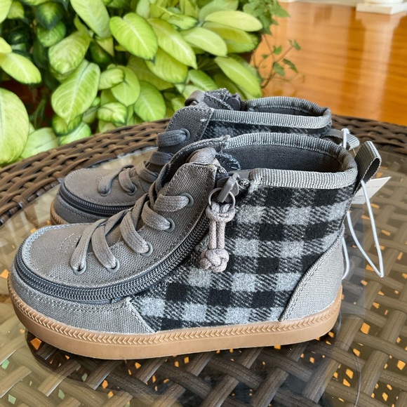 Billy Kids Shoes Size 11 Gray checkered Haring essential High Top New - Picture 4 of 8